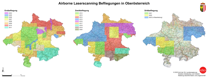 Übersicht der ALS-Befliegungen des Landes Oberösterreich